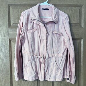 Maurices Pink Shacket Jacket Tie Waist Large | Lightweight Spring Utility Jacket